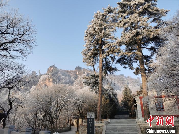 圖為崆峒山霧凇景色美不勝收。　徐振華 攝