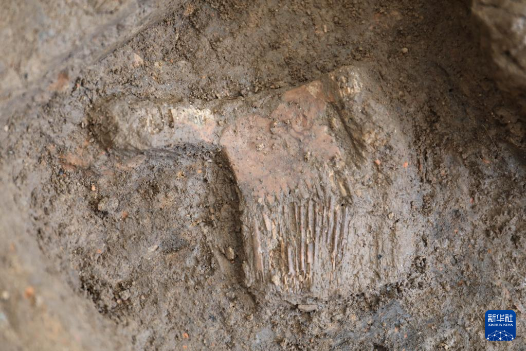 河南南陽市黃山新石器時代遺址出土的屈家?guī)X文化骨梳（資料圖）。
