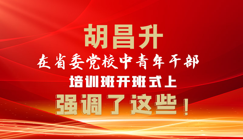 圖解|胡昌升在省委黨校中青年干部培訓(xùn)班開班式上強(qiáng)調(diào)了這些！