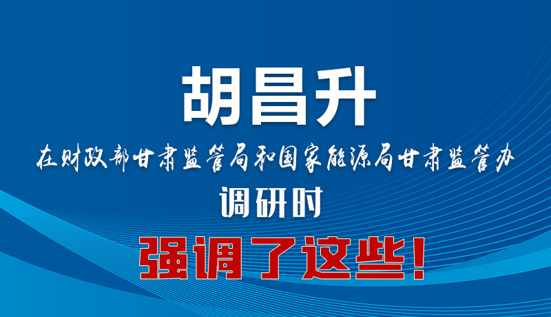 圖解|胡昌升在財政部甘肅監(jiān)管局和國家能源局甘肅監(jiān)管辦調(diào)研時強調(diào)了這些！