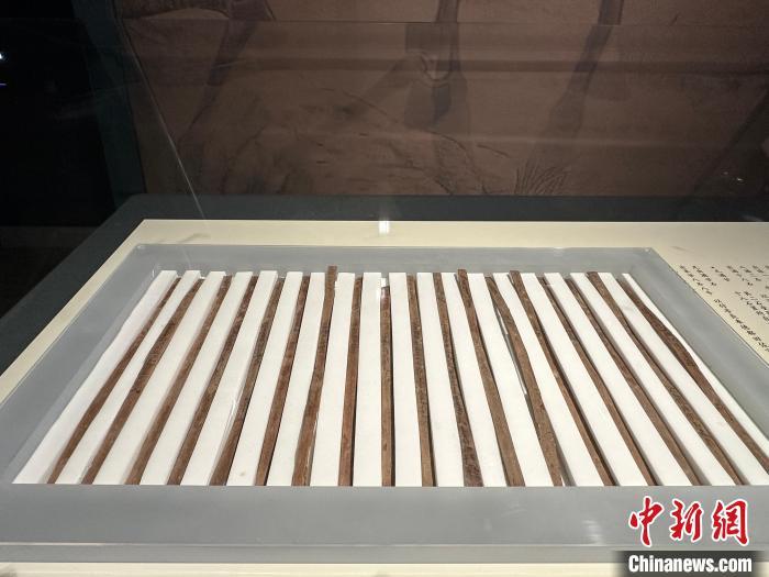 圖為甘肅簡(jiǎn)牘博物館展陳的漢簡(jiǎn)。中新社記者 戴文昌 攝
