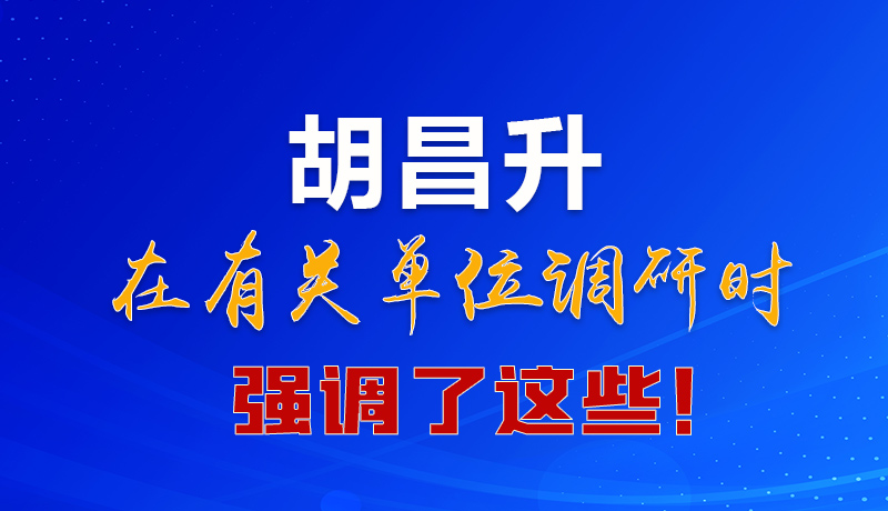 圖解|胡昌升在有關單位調研時強調了這些！