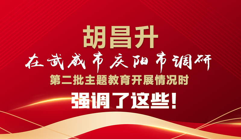 圖解|胡昌升在武威市慶陽(yáng)市調(diào)研第二批主題教育開(kāi)展情況時(shí)強(qiáng)調(diào)了這些！