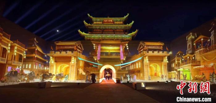 2024年7月15日，甘肅嘉峪關(guān)開啟“夜游”模式。圖為夜游燈光劇《天下嘉峪關(guān)》光影效果。(甘肅嘉峪關(guān)關(guān)城景區(qū)供圖)