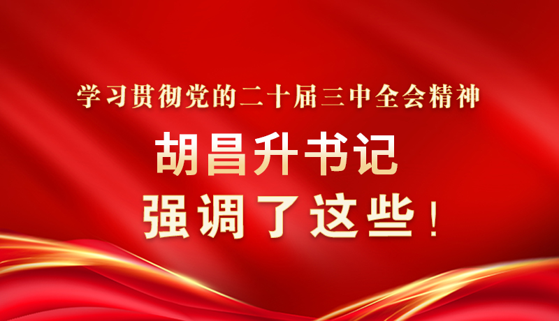 圖解|學(xué)習(xí)貫徹黨的二十屆三中全會(huì)精神 胡昌升書記強(qiáng)調(diào)了這些！