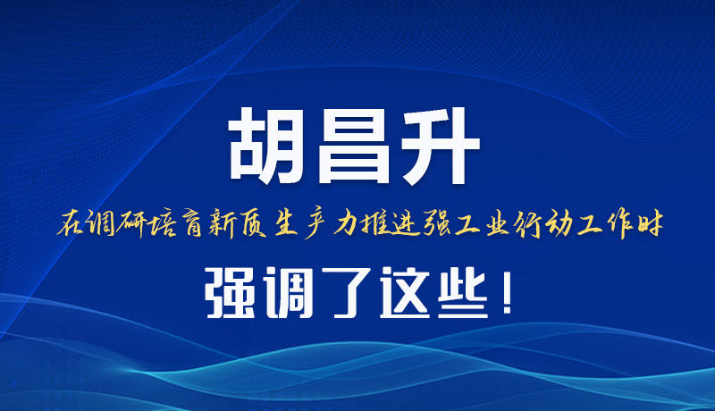 圖解|胡昌升在調(diào)研培育新質(zhì)生產(chǎn)力推進強工業(yè)行動工作時強調(diào)了這些！